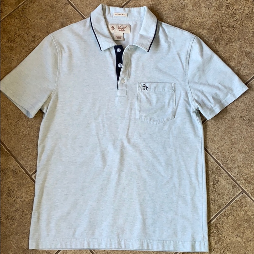 Men’s mint blue polo shirt original penguin